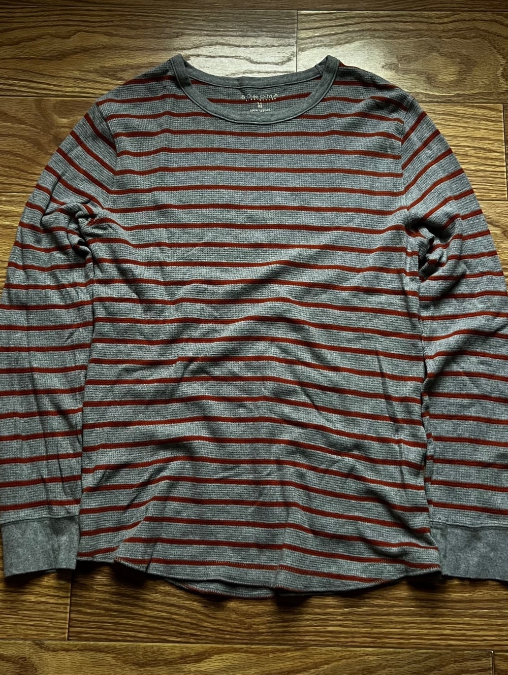 y2k grunge gray orange striped thermal long sleeve second hand